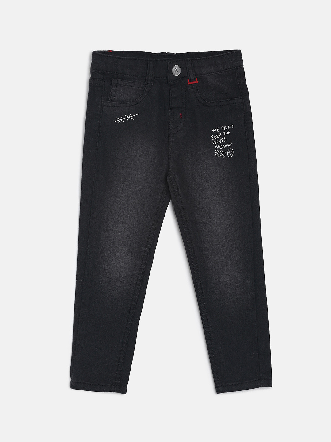 

TALES & STORIES Boys Black Slim Fit Mid-Rise Clean Look Jeans