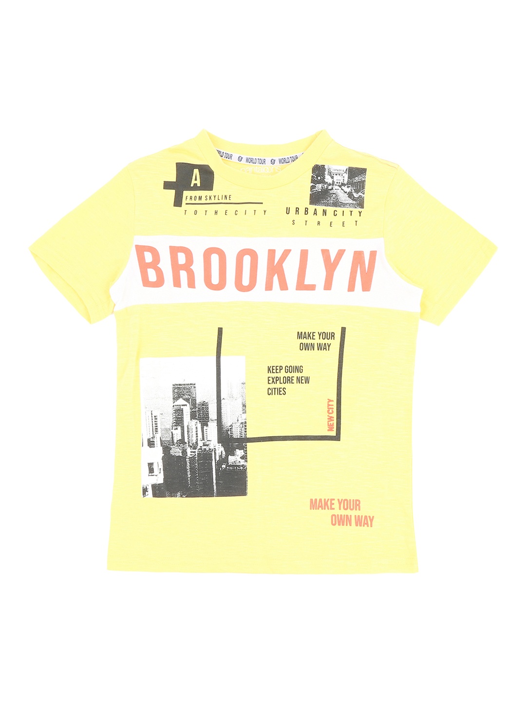 

Pantaloons Junior Boys Yellow Printed Round Neck T-shirt