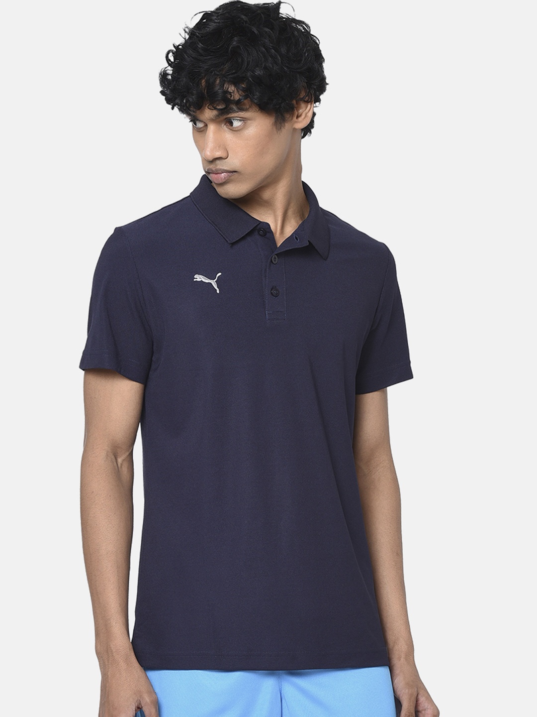 

Puma Men Navy Blue Solid Polo Collar Match Kit T-shirt