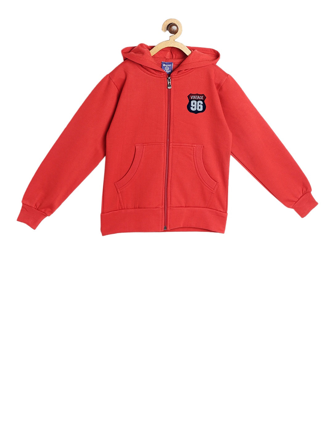 

SWEET ANGEL Girls Red Solid Hooded Sweatshirt