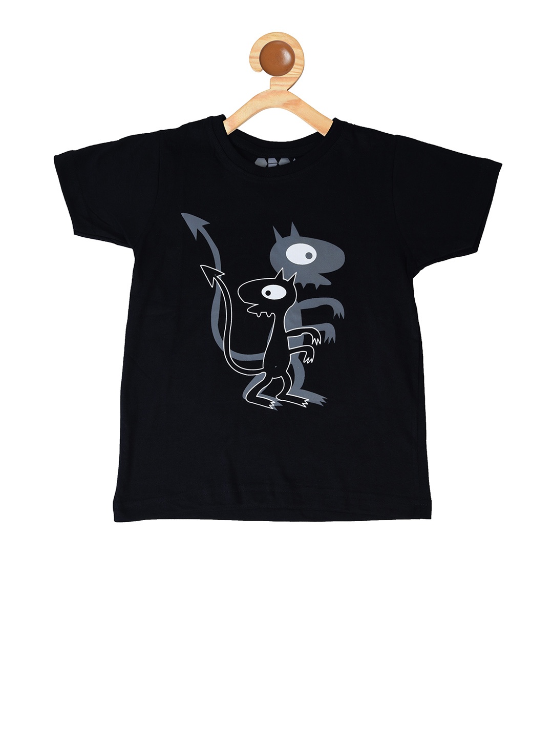 

OBOW Boys Black & Grey Printed Round Neck T-shirt