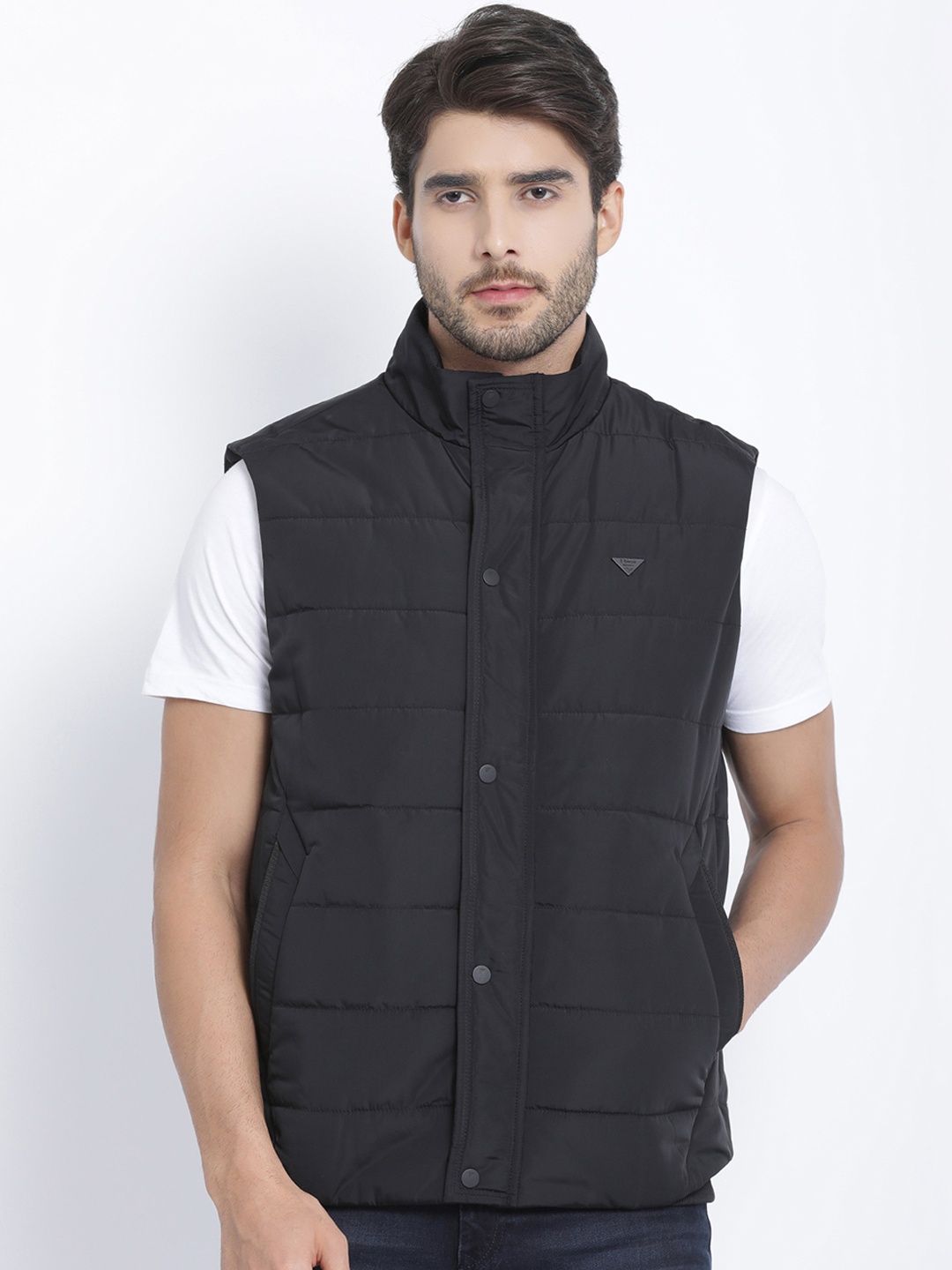 

t-base Men Black Solid Lightweight Puffer Jacket