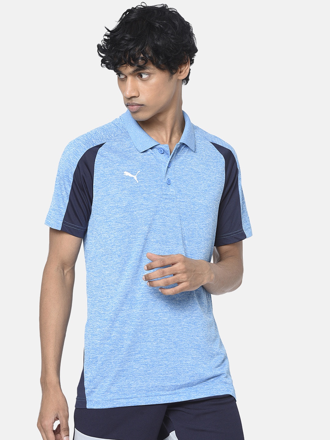 

Puma Men Blue Colourblocked Training Polo T-shirt