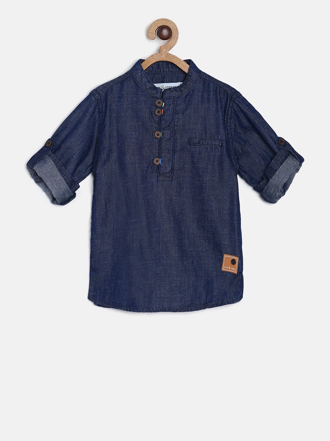 

TALES & STORIES Boys Blue Regular Fit Solid Casual Shirt