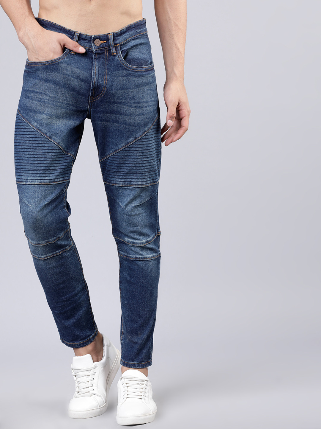 

LOCOMOTIVE Men Blue Tapered Fit Mid-Rise Clean Look Stretchable Jeans