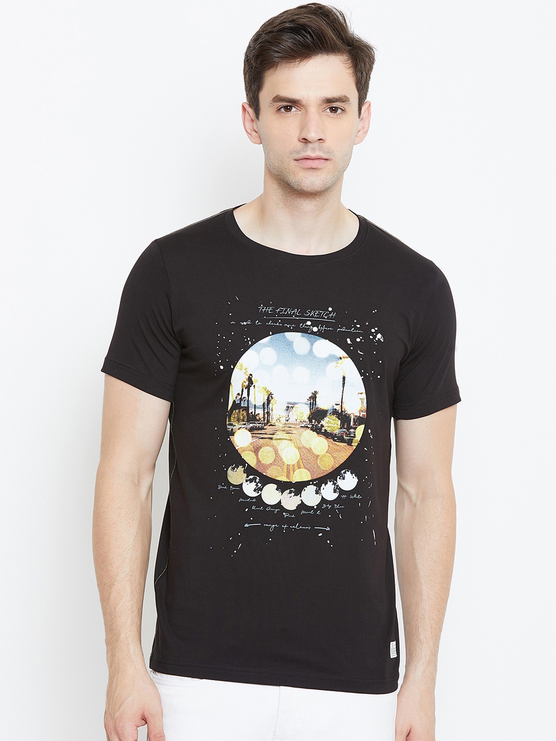 

Duke Men Black Printed Round Neck Slim-Fit T-shirt