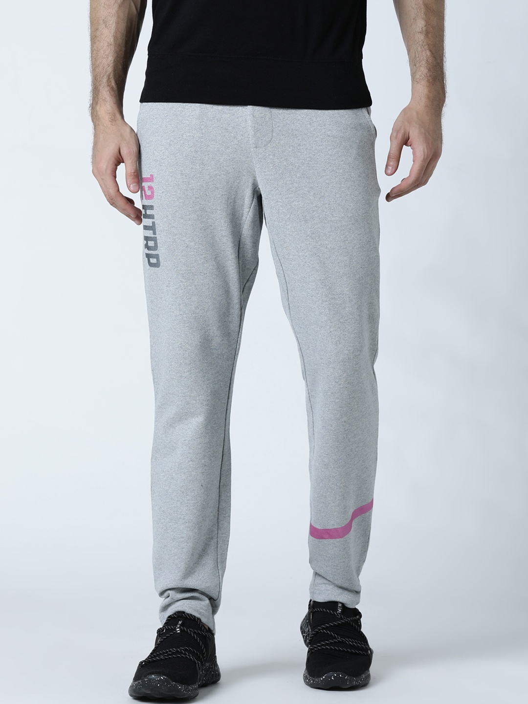 

Huetrap Men Grey Melange Solid Straight Fit Track Pants