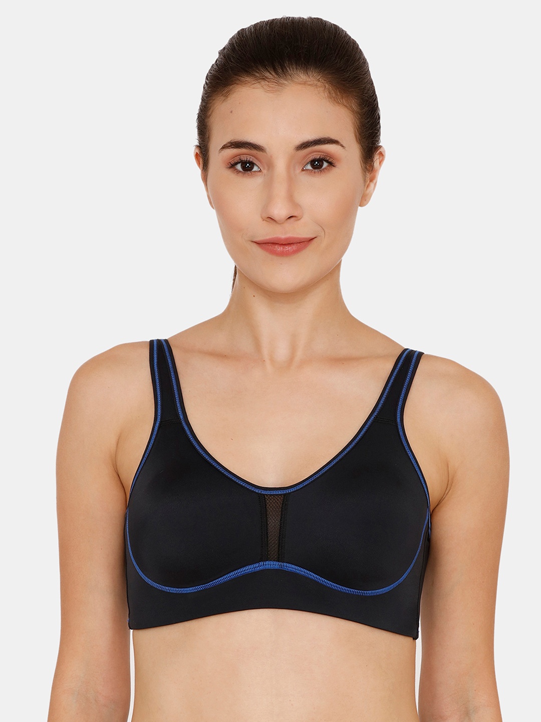 

Zelocity by Zivame Black Solid Non-Wired Non Padded Sports Bra ZC4526CORE0BLAK