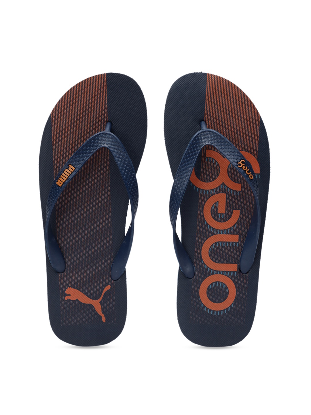 

Puma Unisex Navy Blue Orange One 8 FF GU Printed Thong Flip-Flops