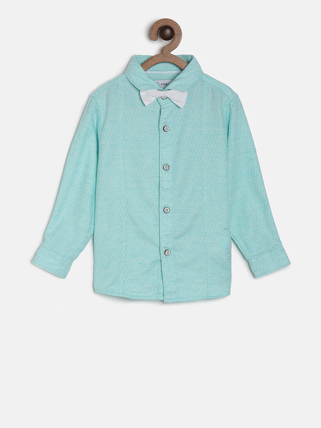 

TALES & STORIES Boys Green Regular Fit Self Design Casual Shirt