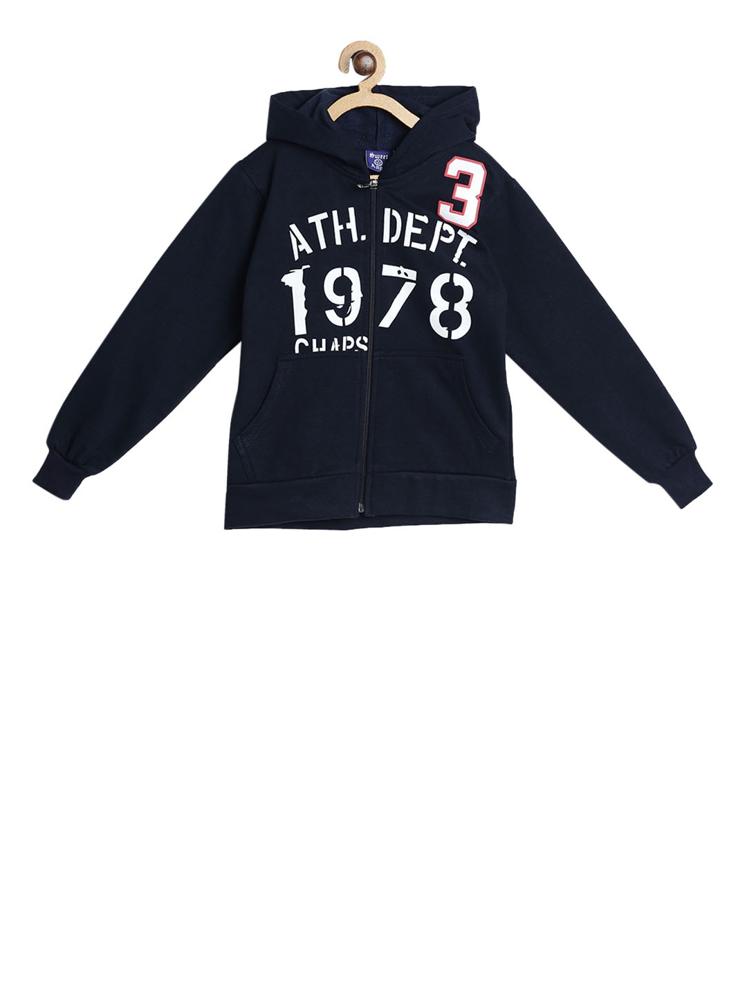 

SWEET ANGEL Boys Navy Blue & White Printed Hooded Sweatshirt