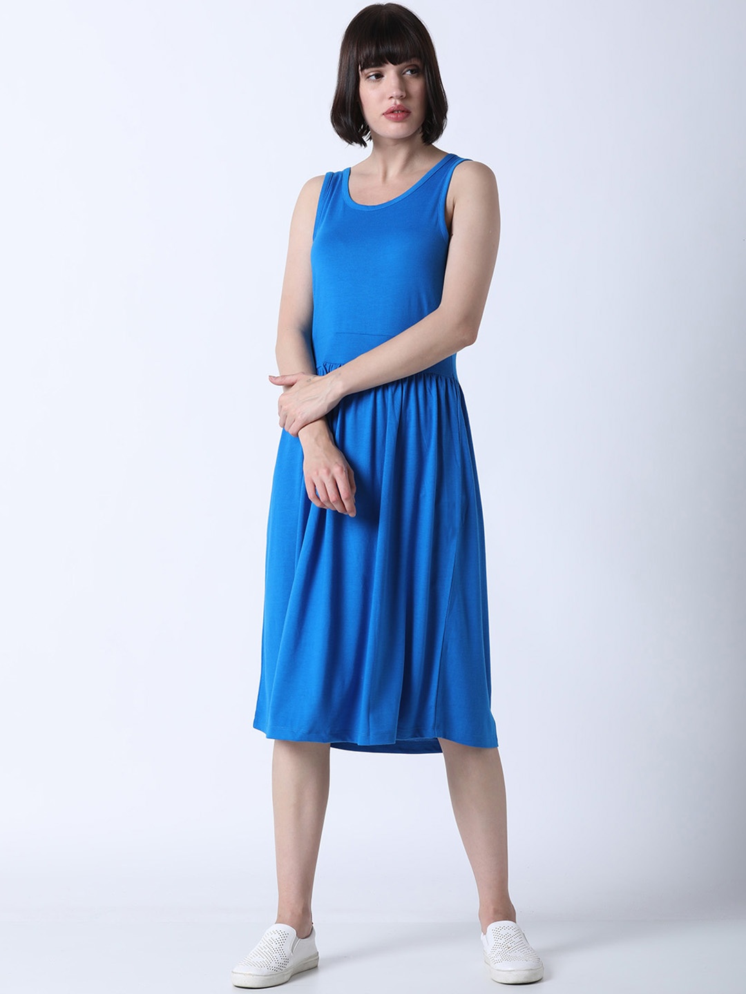 

Huetrap Women Blue Solid Fit and Flare Dress