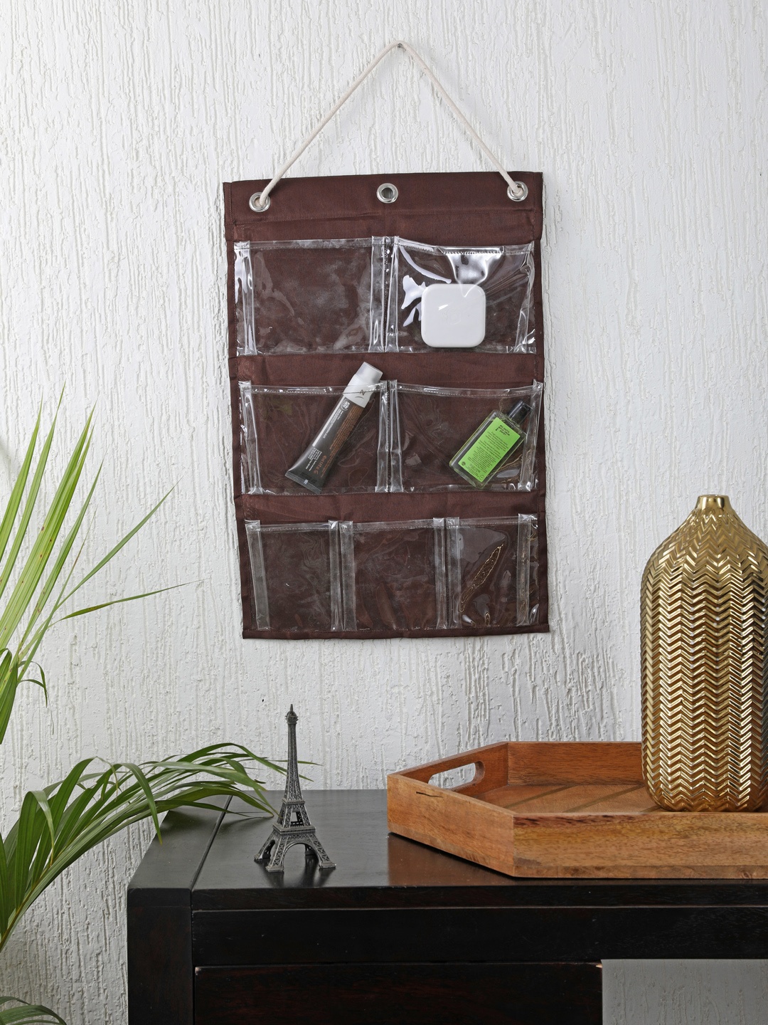 

My Gift Booth Brown Solid Multi-Utility Wall Hanging Organiser