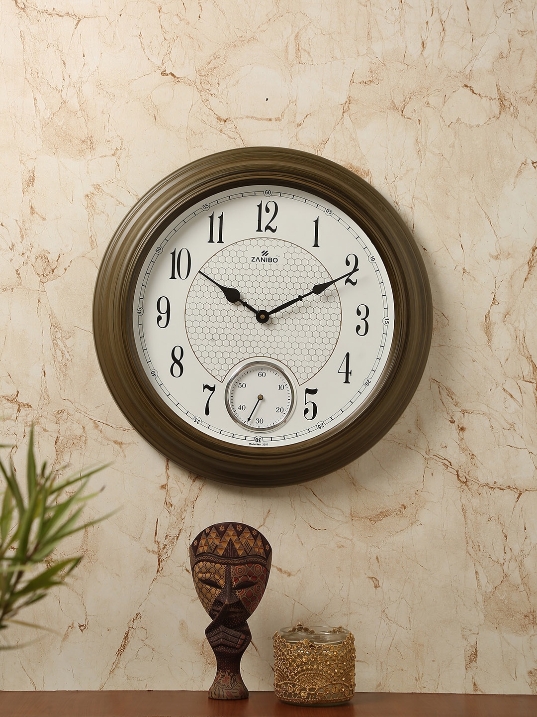 

ZANIBO Off-White Round Solid 40 cm Analogue Wall Clock