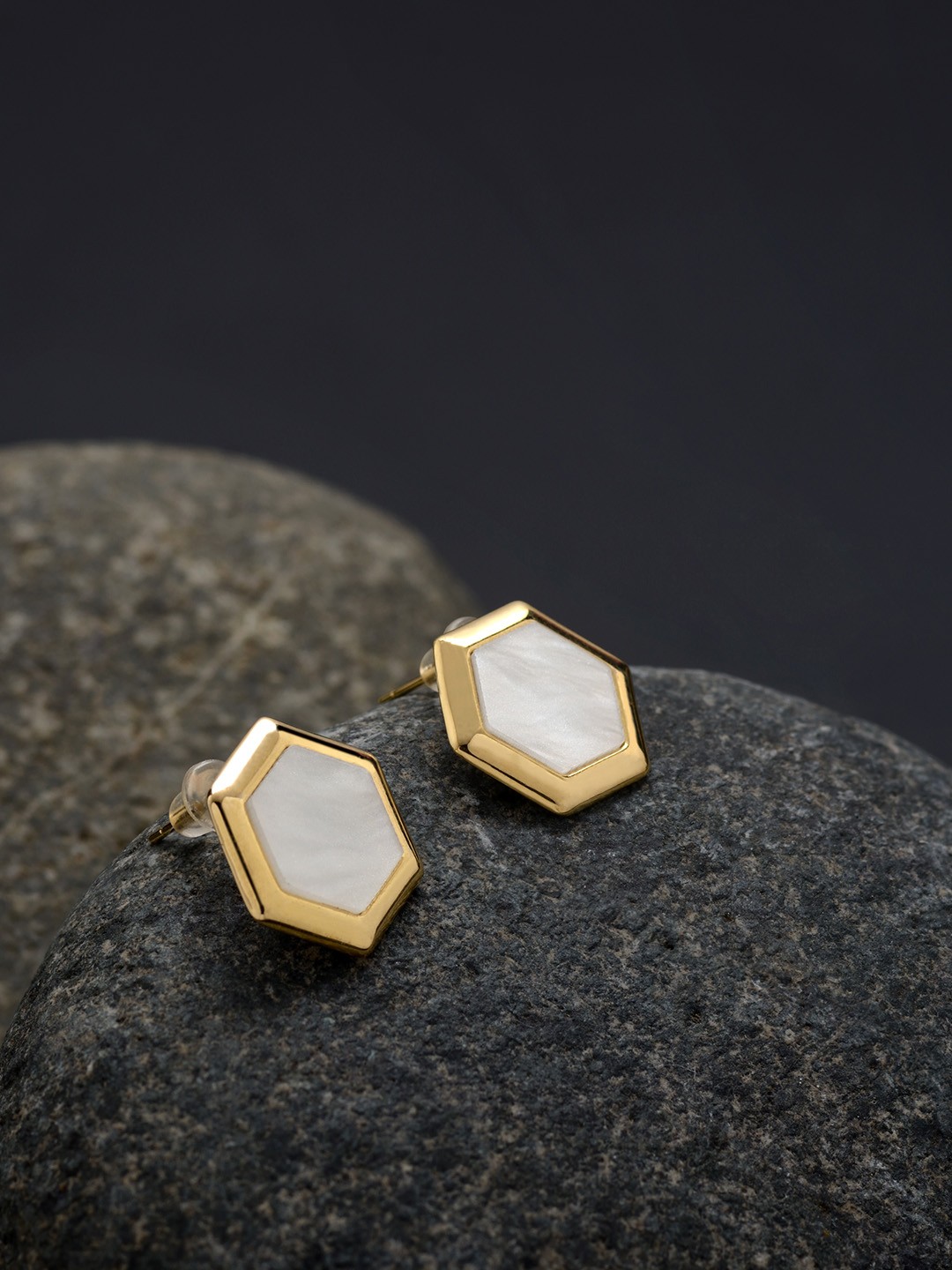 

E2O White & Gold-Plated Geometric Studs