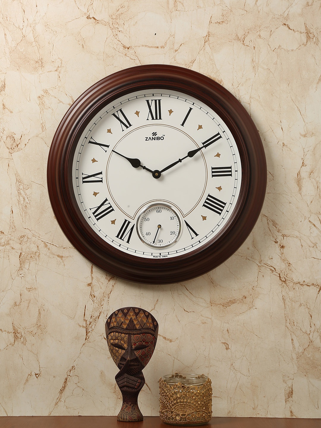 

ZANIBO White Round Solid Analogue Wall Clock