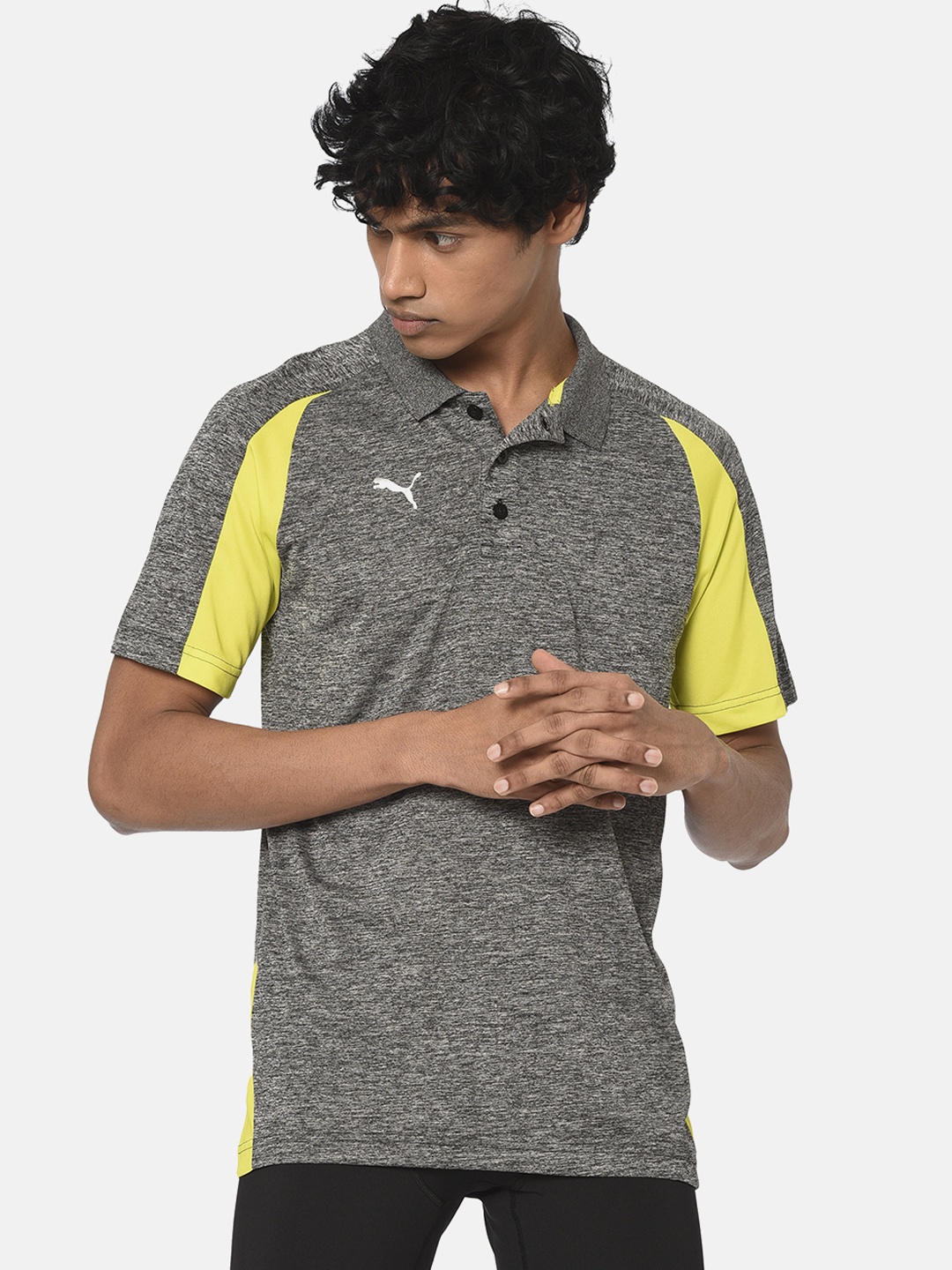 

Puma Men Grey Colourblocked Training Polo T-shirt