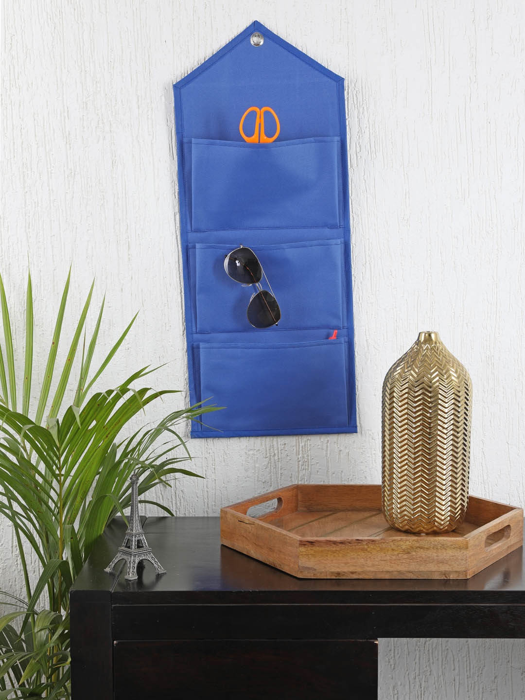 

My Gift Booth Navy Blue Solid Multi-Utility Wall Hanging Organiser