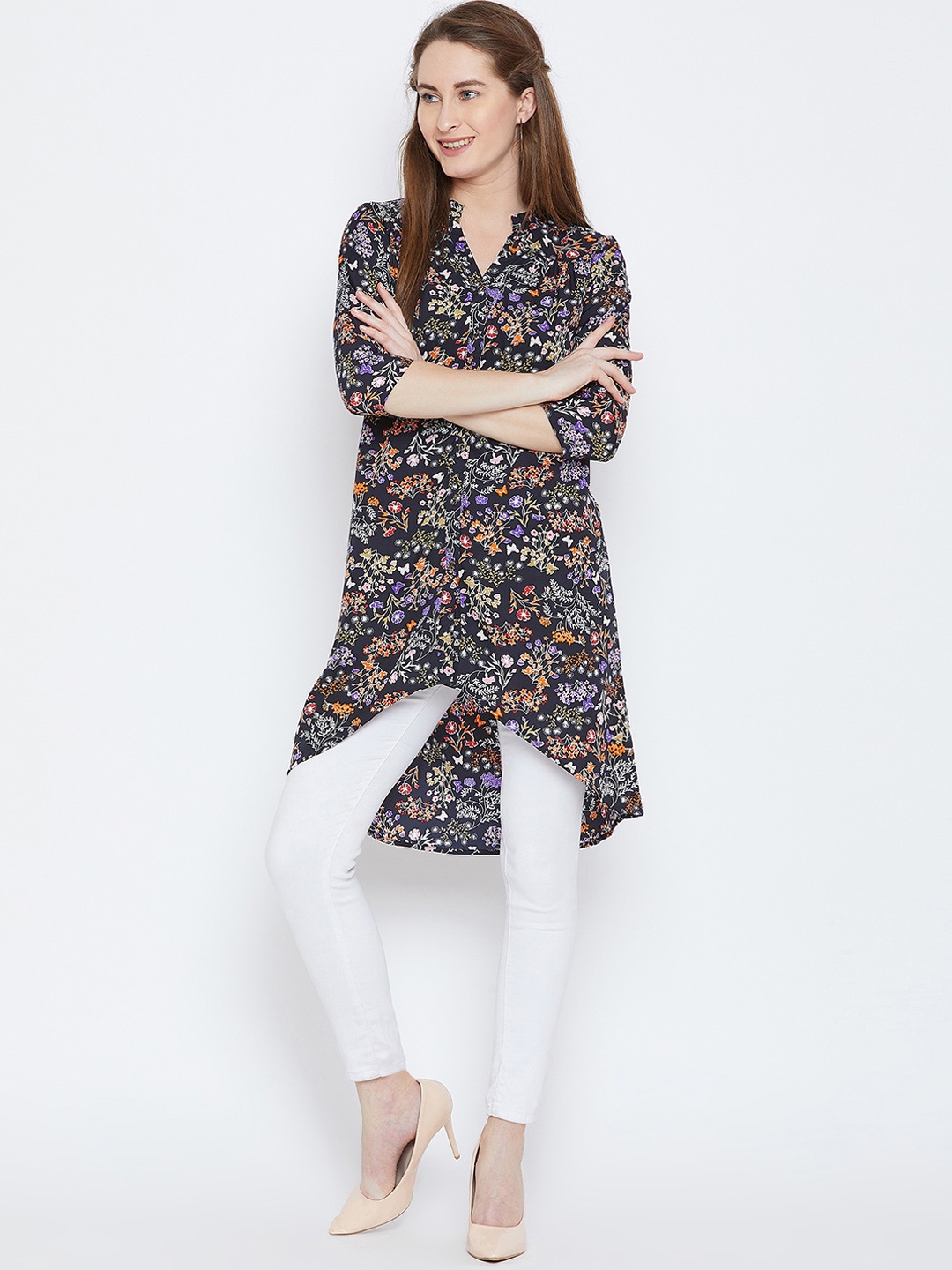 

Toshee Women Multicoloured Floral Print High-Low Tunic, Multi