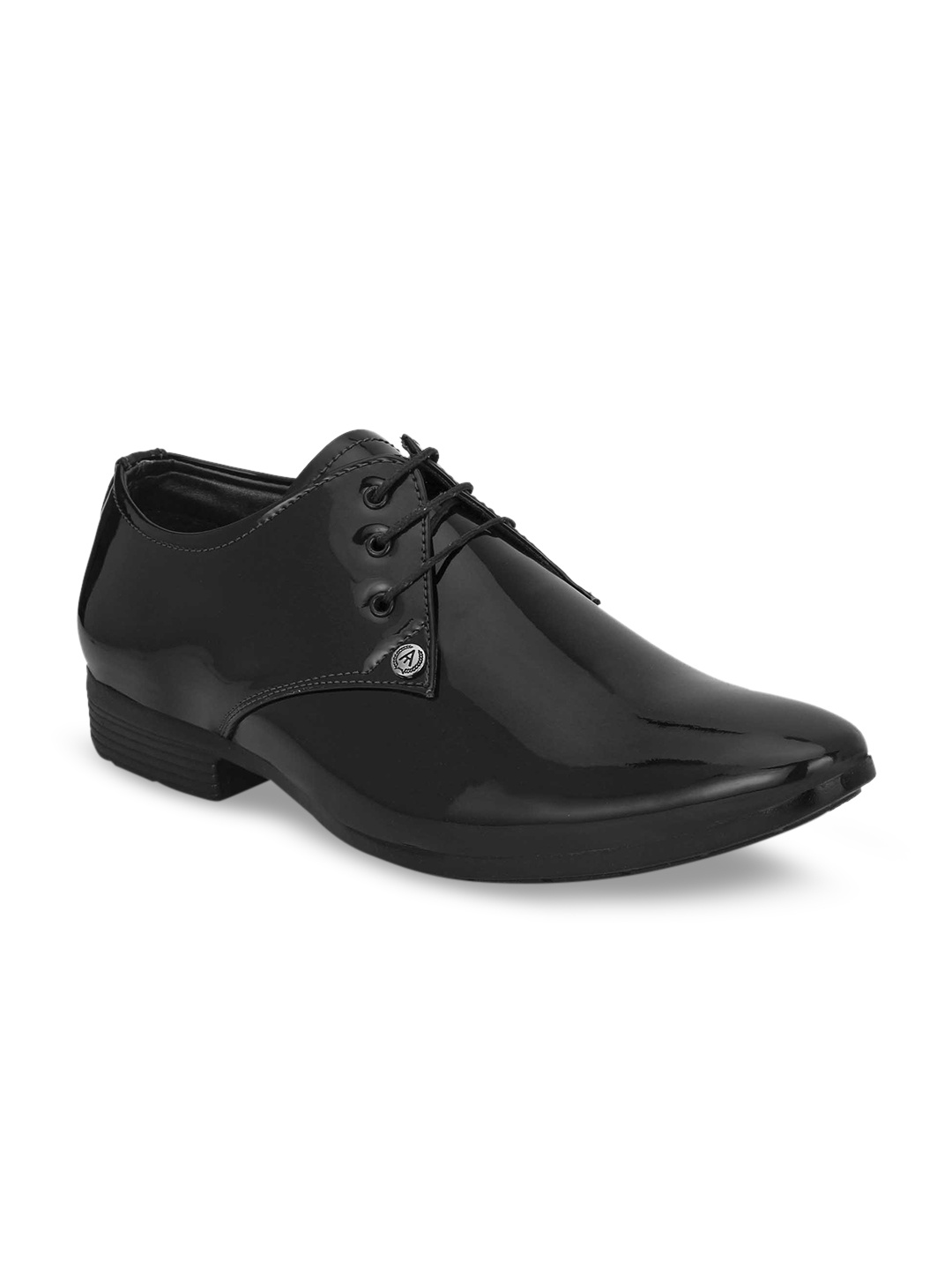 

Ferraiolo Men Black Solid Patent Synthetic Formal Party Derbys
