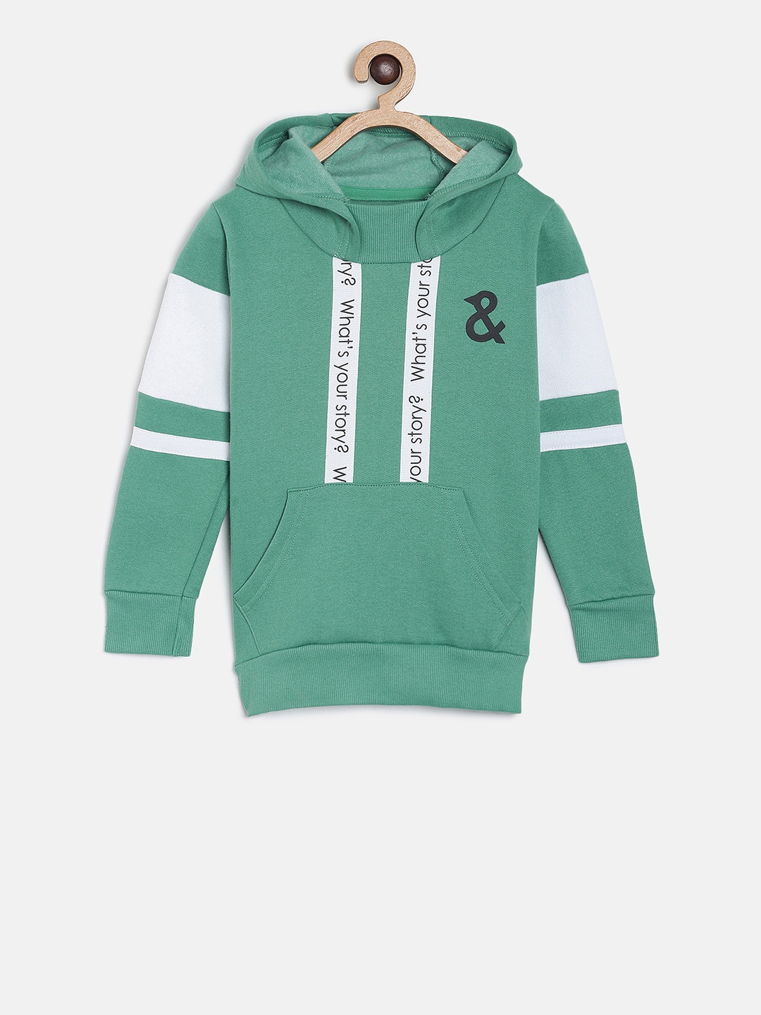 

TALES & STORIES Boys Green Printed Hooded Sweatshirt