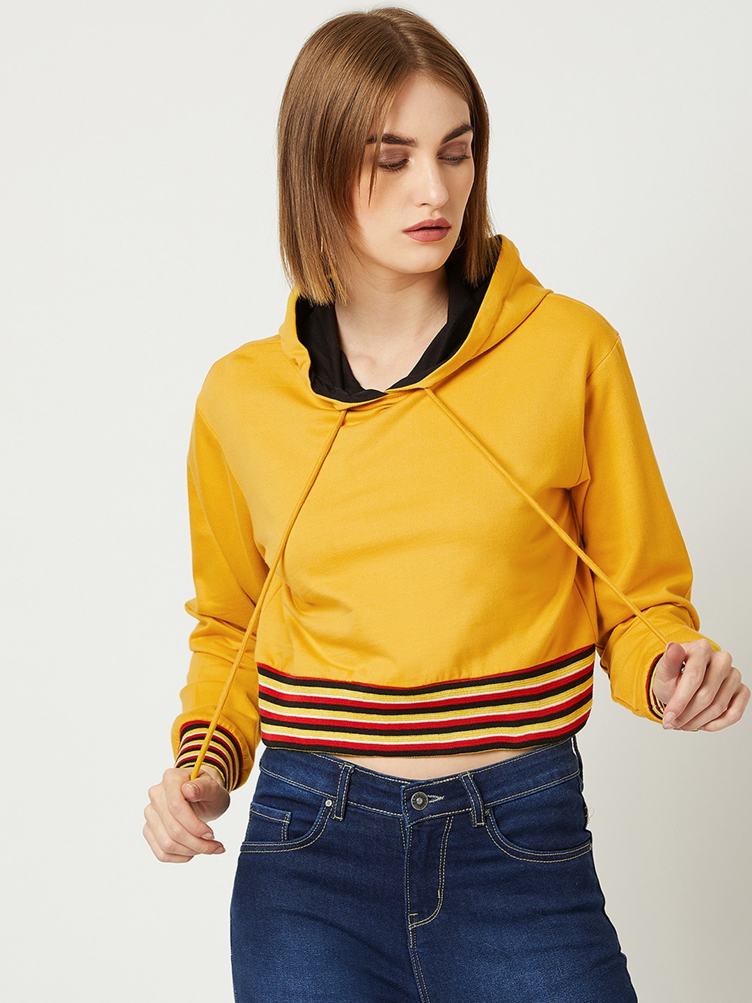 

Miss Chase Women Mustard Yellow Solid Sweatshirt
