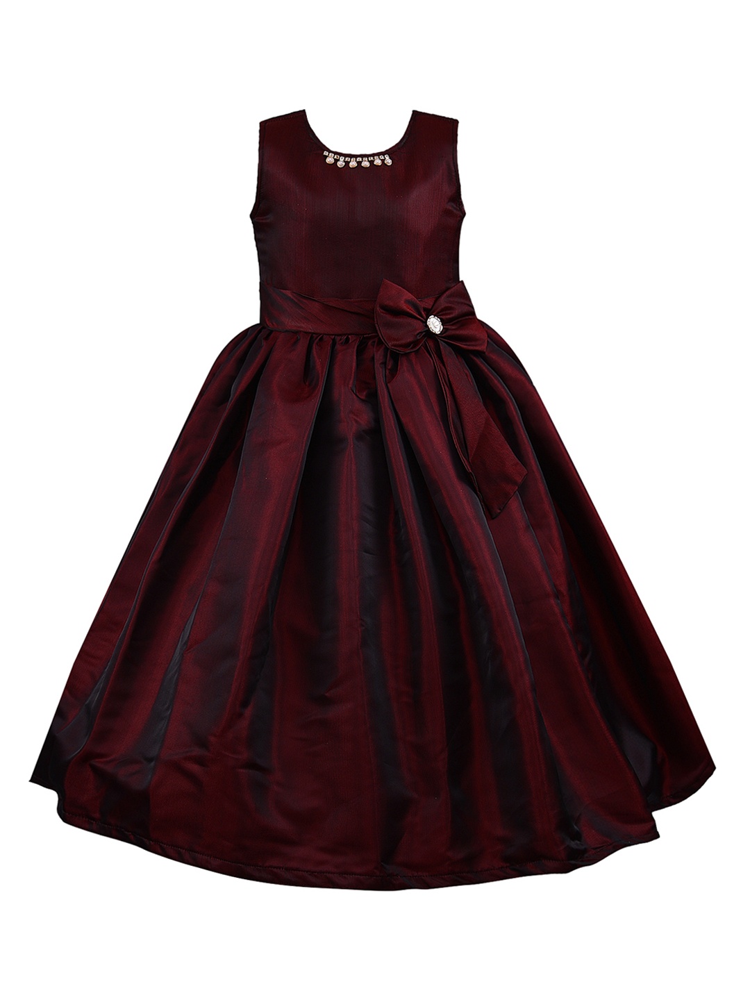 

Wish Karo Girls Maroon Solid Fit and Flare Dress
