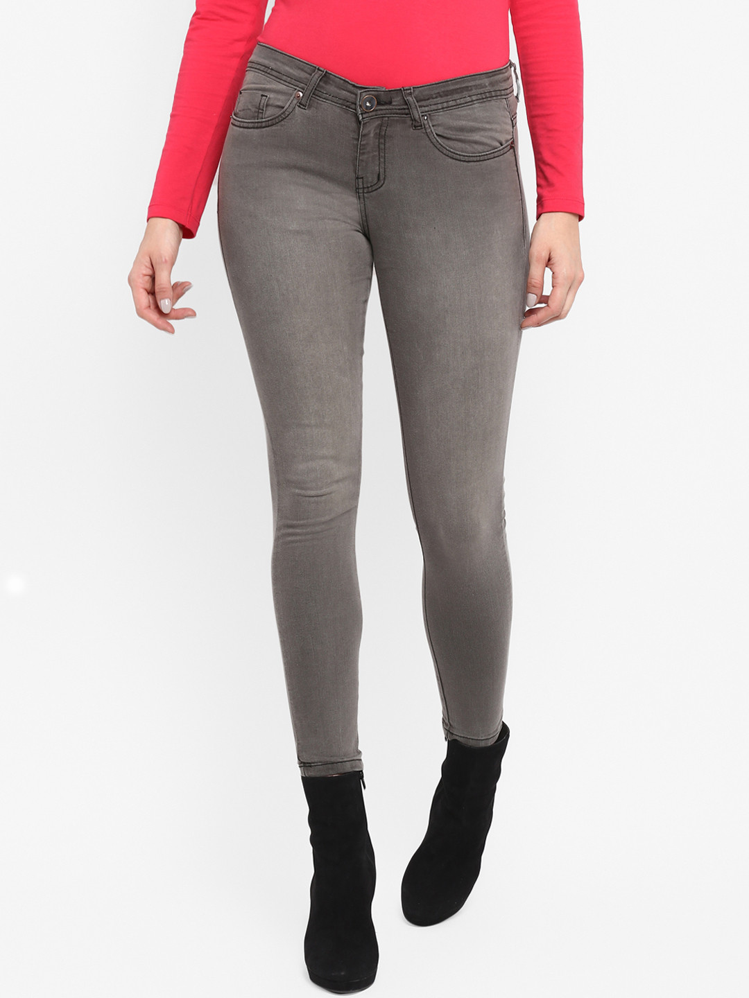

Urbano Fashion Women Grey Skinny Fit Low-Rise Clean Look Stretchable Jeans