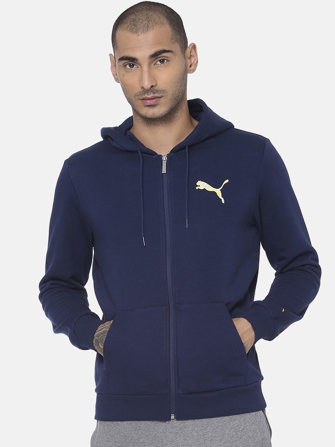 

Puma Men Blue Solid Graphic Sweat II Hooded Sweatshirt