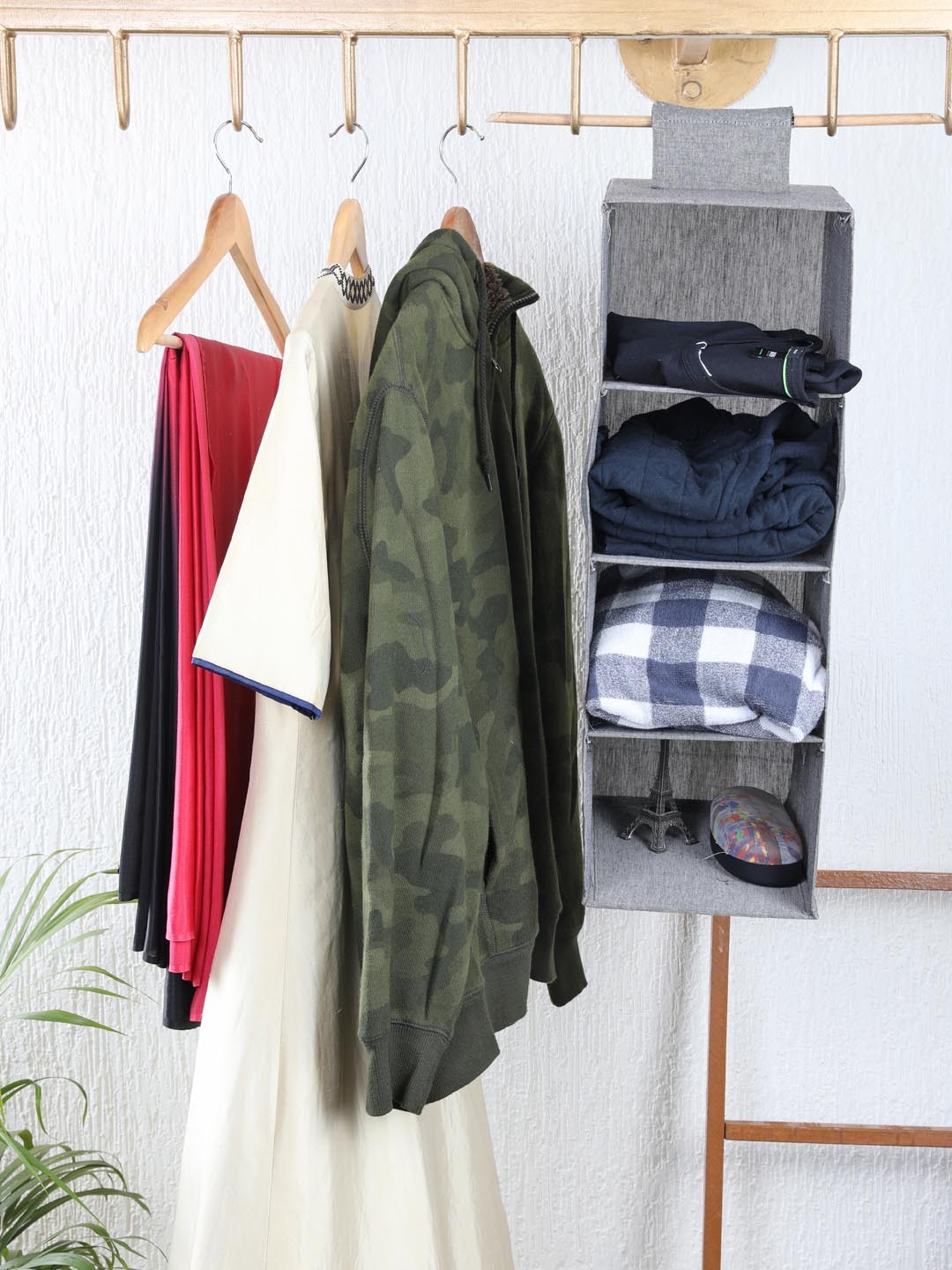 

My Gift Booth Grey Solid Foldable Linen Wardrobe Organiser