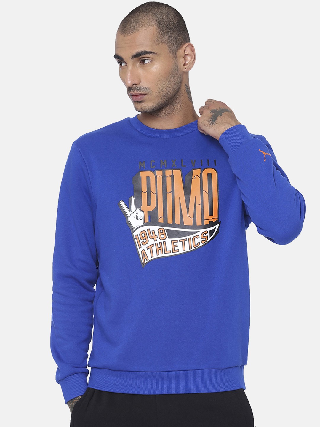 

Puma Men Blue Graphic Crew II Printed Sweatshirt
