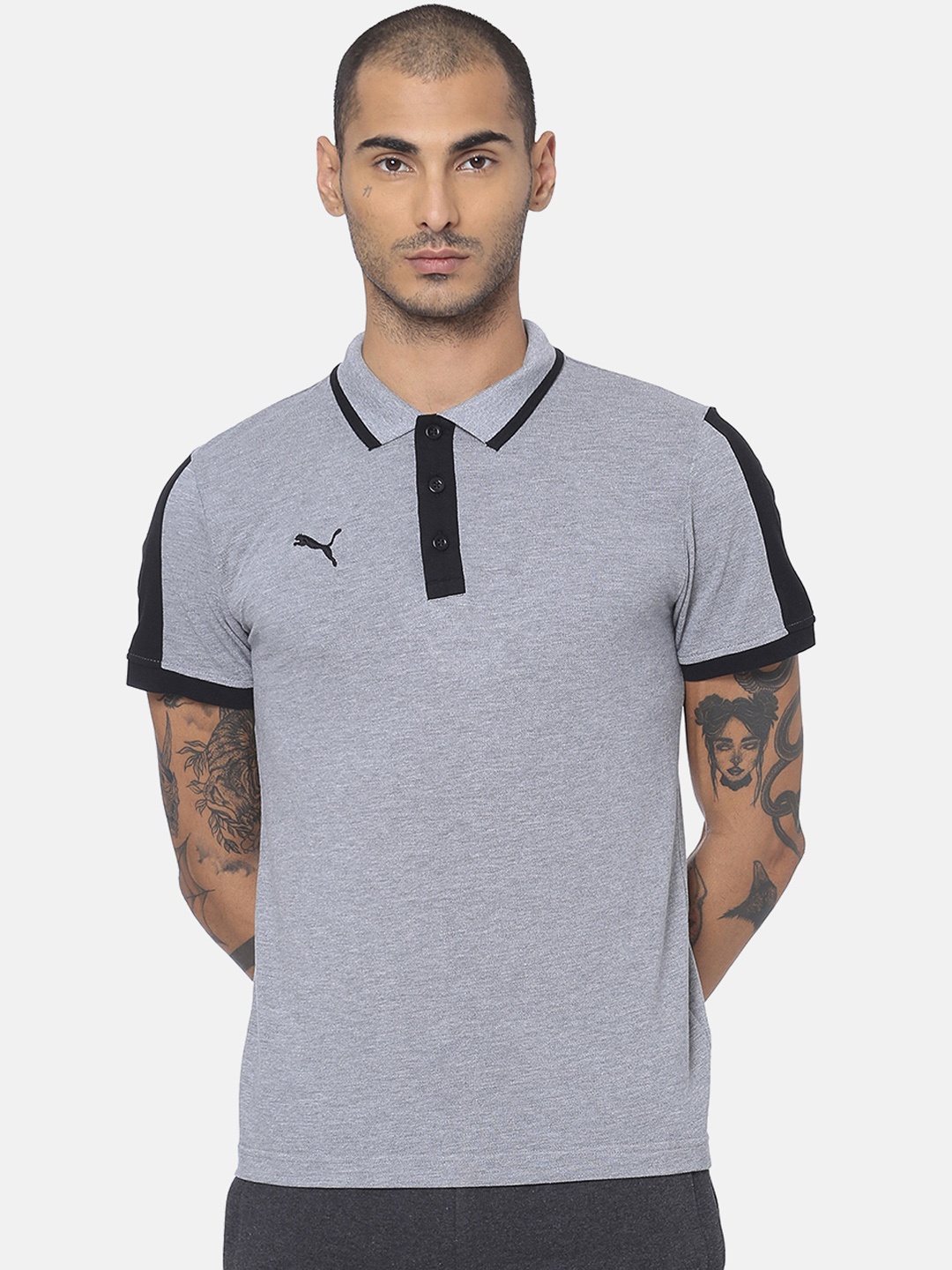 

Puma Men Grey Solid Travel Polo T-shirt
