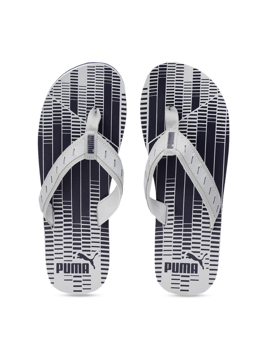 

Puma Unisex Grey Navy Blue Amplifier Printed Thong Flip-Flops