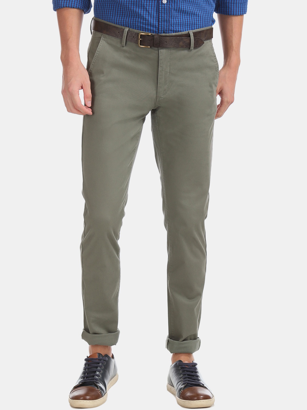 

Arrow Sport Men Olive Green Slim Fit Solid Regular Trousers