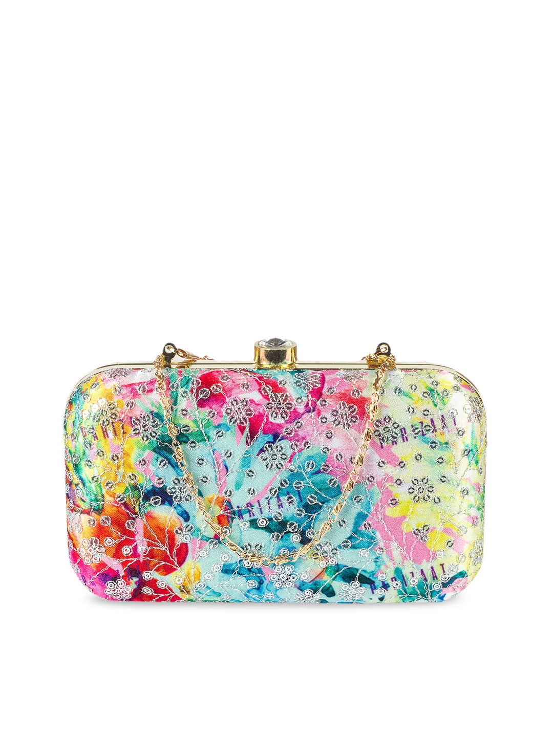 PARIZAAT BY SHADAB KHAN Pink & Blue Embroidered Clutch