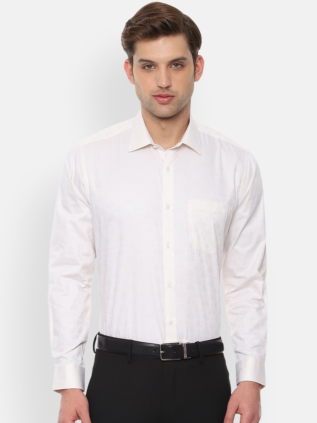 

Van Heusen Men White Regular Fit Self Design Formal Shirt