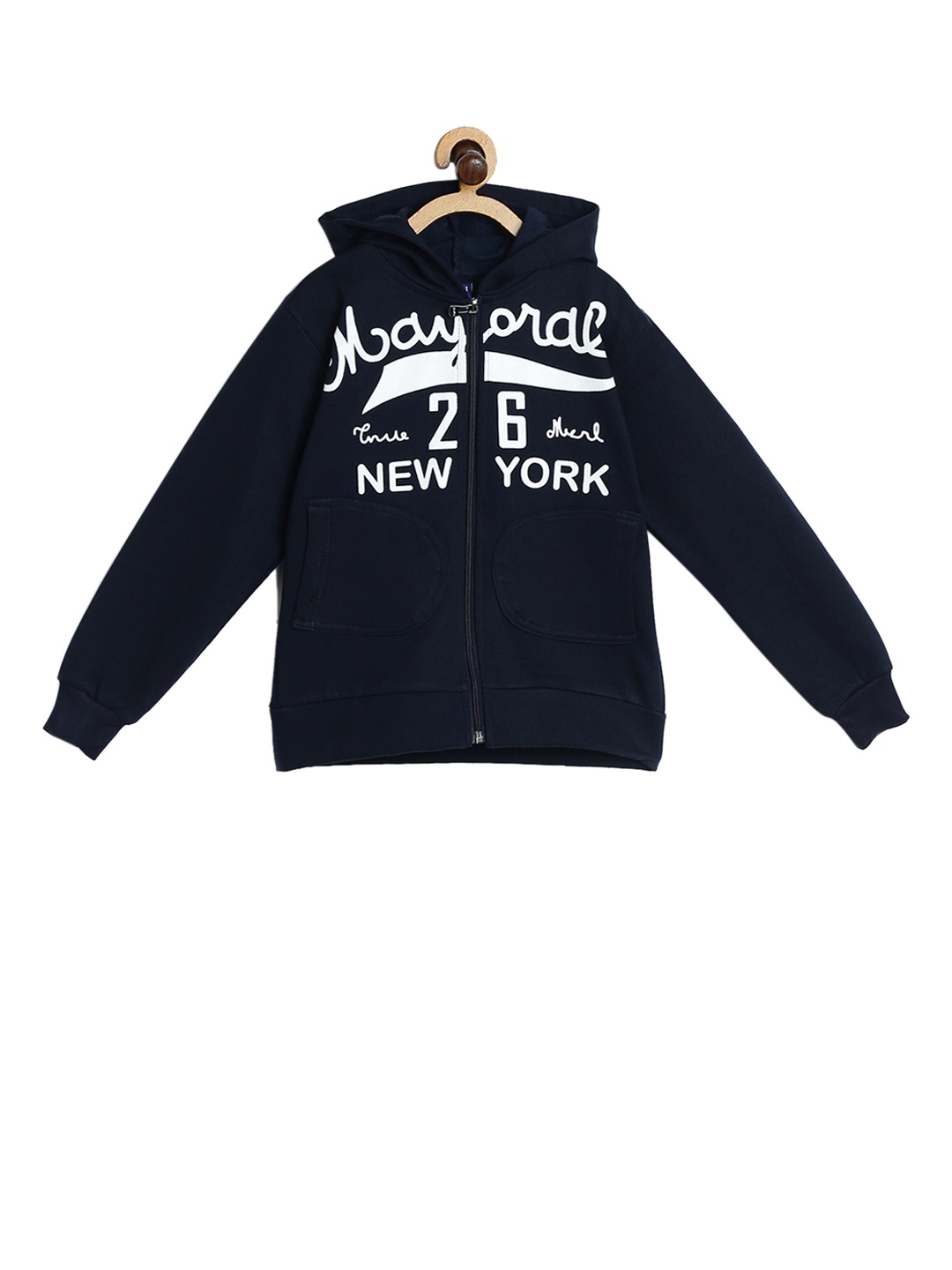 

SWEET ANGEL Boys Navy Blue Printed Hooded Sweatshirt