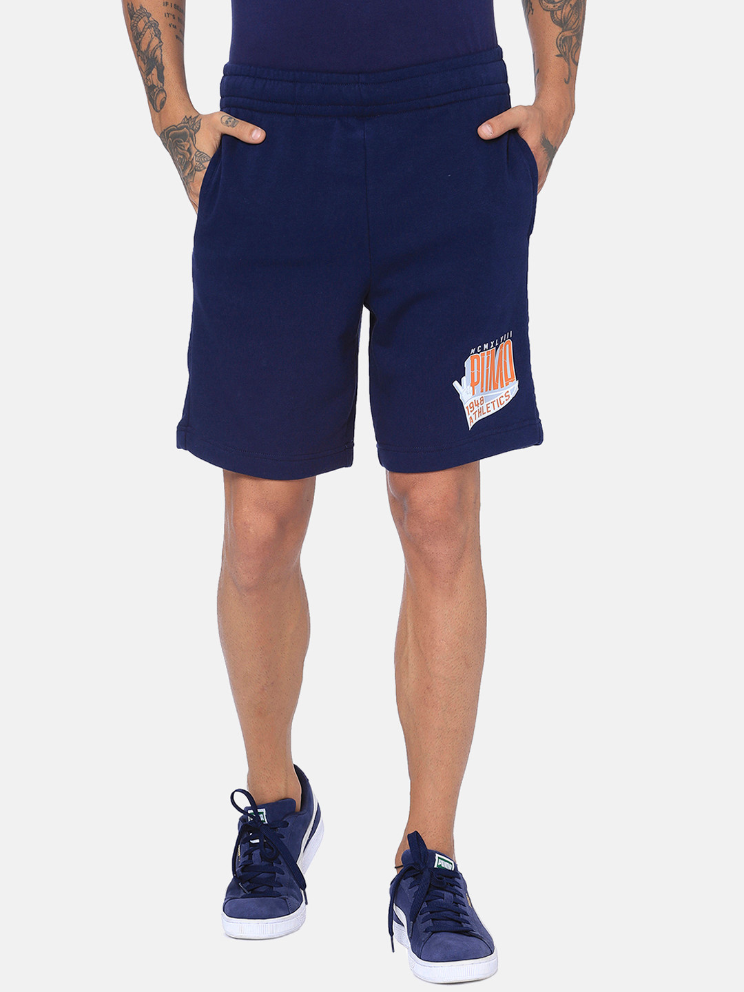 

Puma Men Blue Graphic Shorts II Printed Regular Fit Sports Shorts