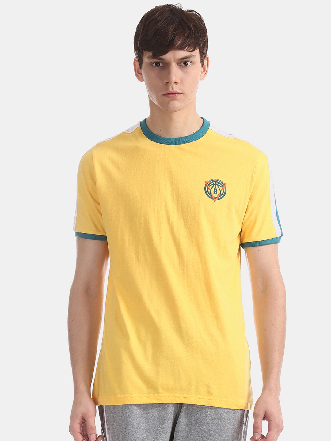 

Colt Men Yellow Solid Round Neck Pure Cotton T-shirt