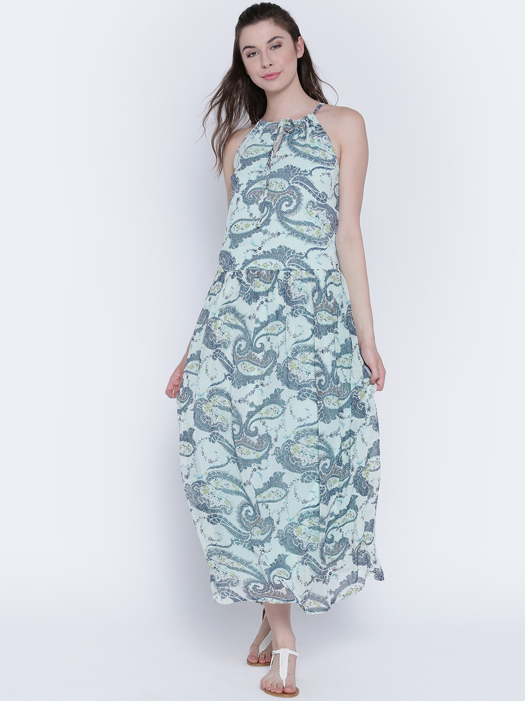 

Sera Women Blue Printed Fit and Flare Dress