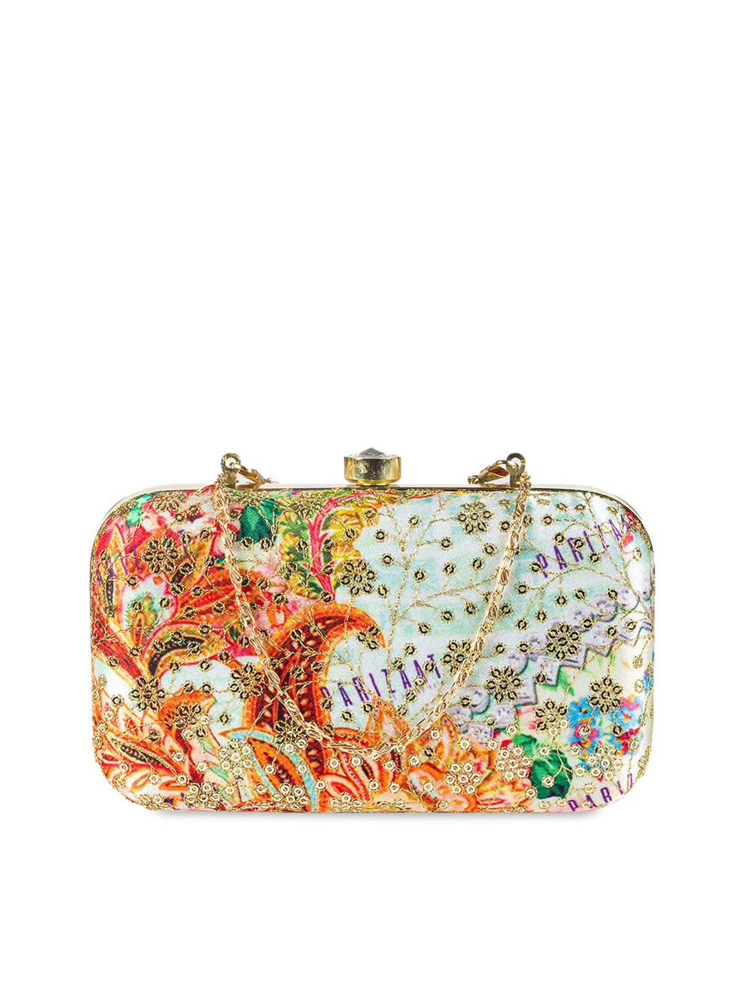

PARIZAAT BY SHADAB KHAN Red & Cream-Coloured Embroidered Clutch