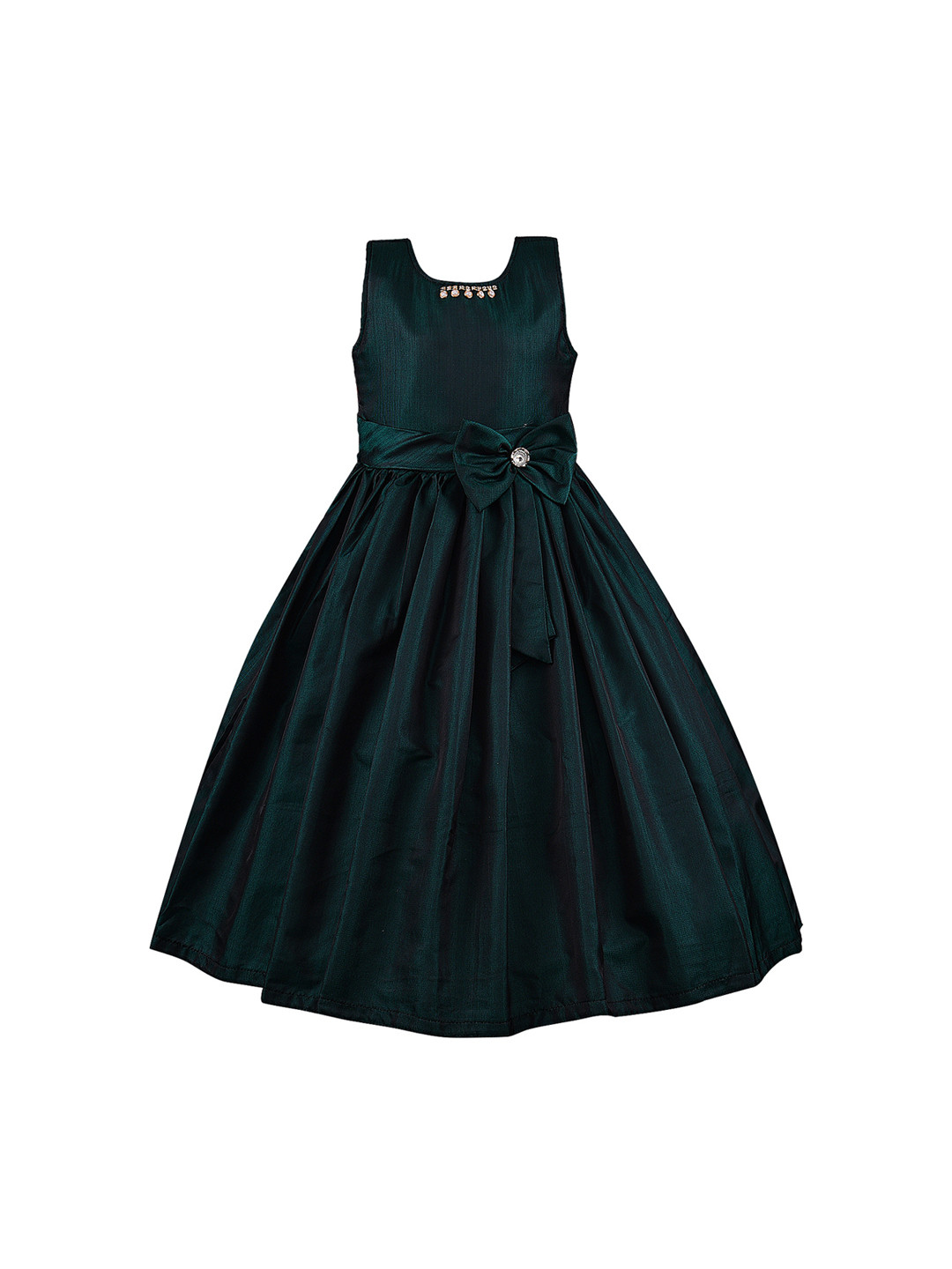 

Wish Karo Girls Green Solid Fit and Flare Dress