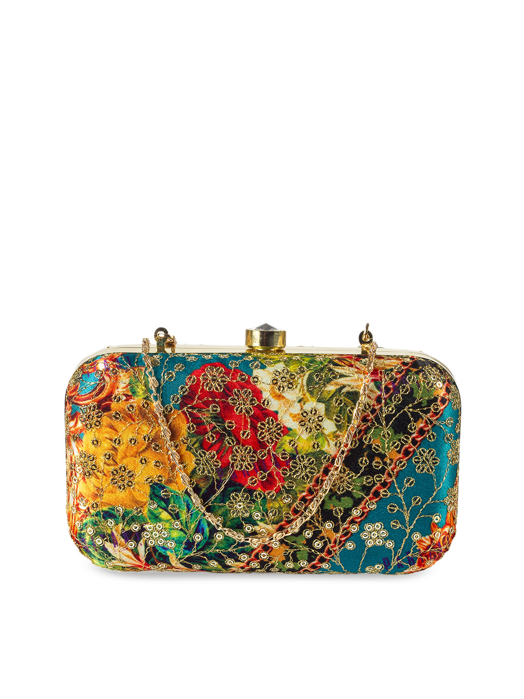 

PARIZAAT BY SHADAB KHAN Blue & Yellow Embroidered Clutch
