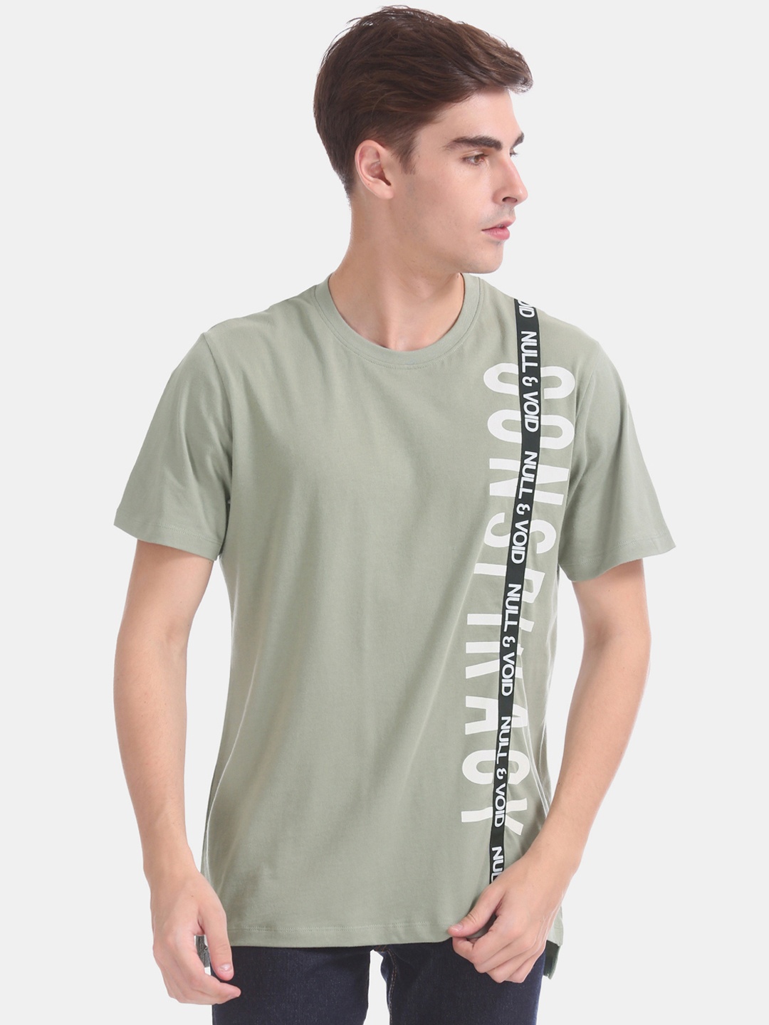 

Colt Men Sea Green Printed Round Neck Pure Cotton T-shirt