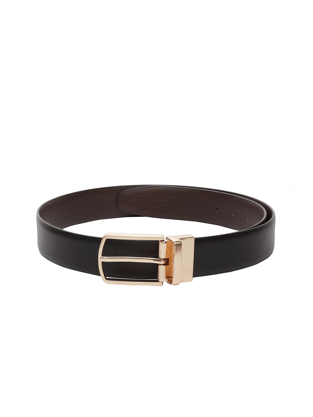 

amicraft Men Black & Brown Textured Reversible Belt