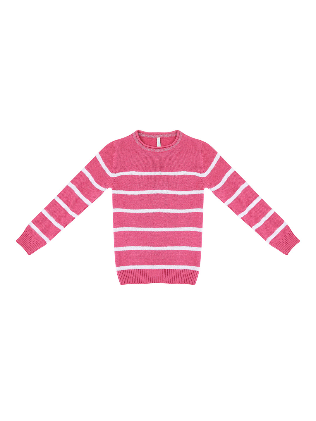 

Pantaloons Junior Girls Pink & White Striped Pullover Sweater