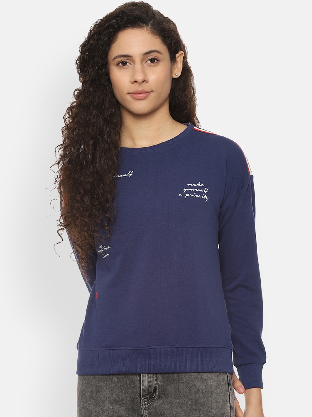 

People Women Navy Blue Sweatshirt