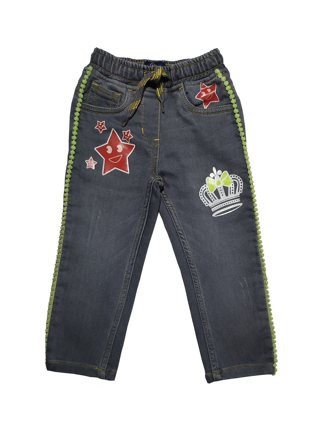 

KiddoPanti Girls Grey Regular Fit Mid-Rise Low Distress Stretchable Jeans