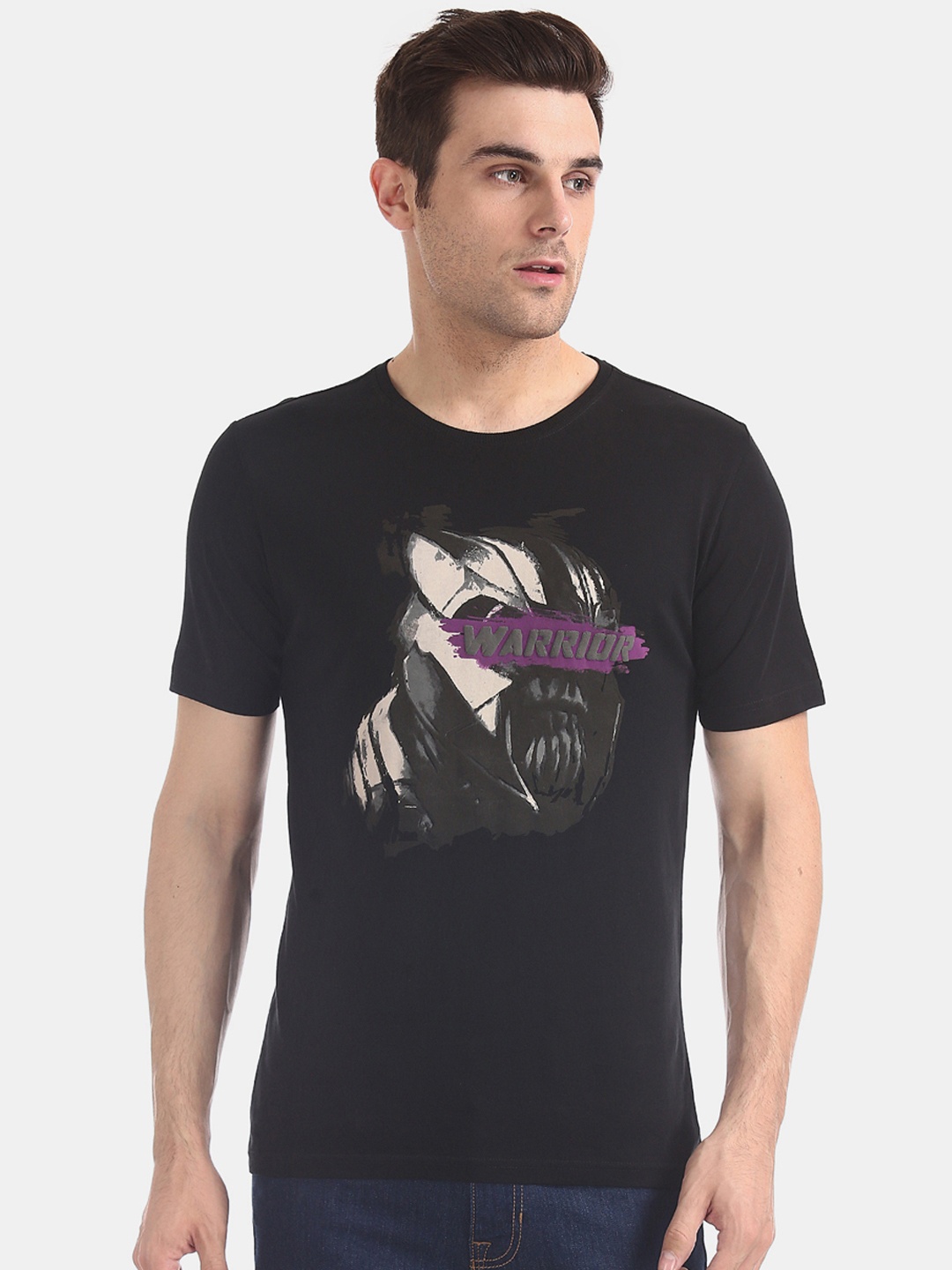 

Colt Men Black Black Panther Printed Round Neck Pure Cotton T-shirt