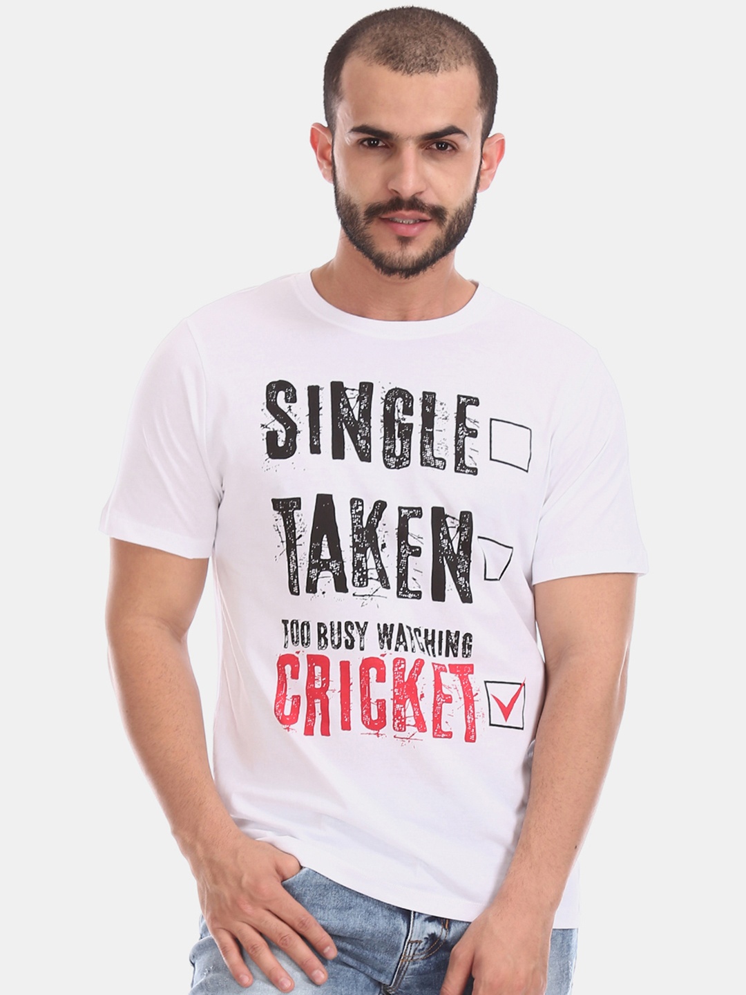 

Colt Men White Printed Round Neck T-shirt